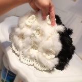Toque Autumn and Winter Handmade Crochet Rabbit Plush Woolen Knitted Hat