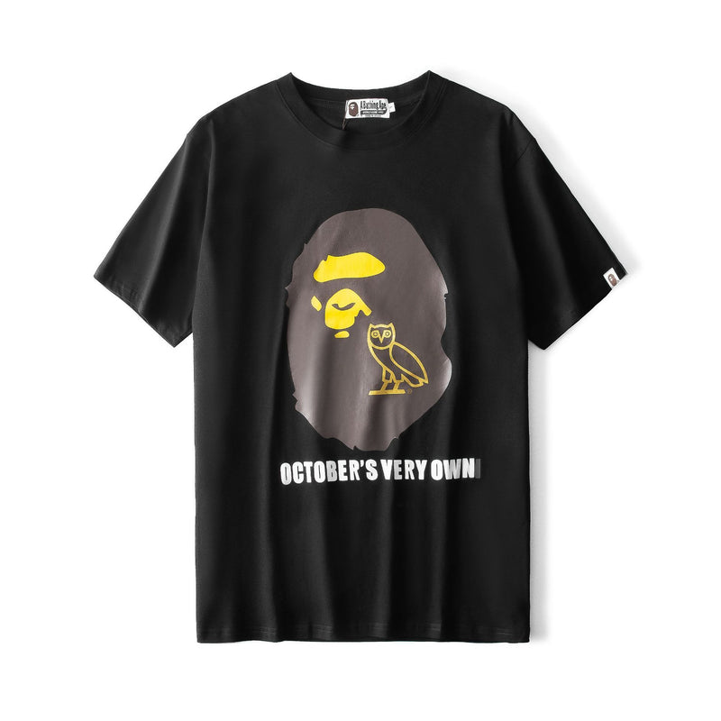 A Ape Print T Shirt Ape Head Owl Printed T-shirt Short Sleeve Round Neck T-shirt