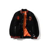 Cheerleader Letterman Jacket Red Edge Corduroy Baseball Cotton-Padded Jacket