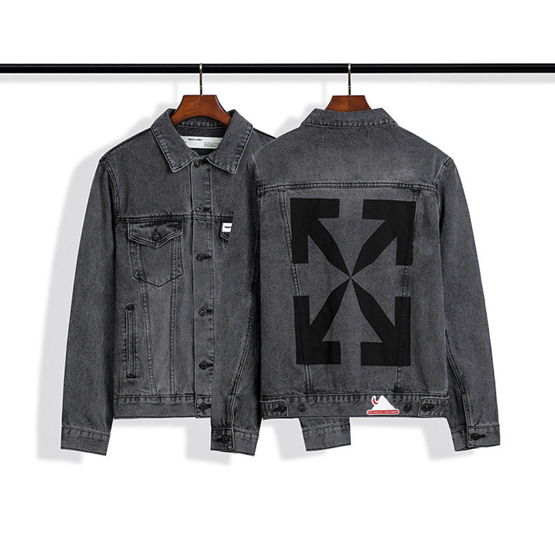 Autumn Letter Arrow Denim Jacket Coat Men And Women Owt