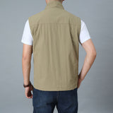 Mens Golf Vest Sports Slim Jacket Men's Sport Leisure Vest Outdoor Sports Multi-Pocket Vest Spring and Autumn Breathable