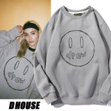 Justin Bieber Drew House T shirt High Street Wind Dhouse Graffiti Smiley Face FleeceLined Crew Neck Sweater Men's and Women's Tops