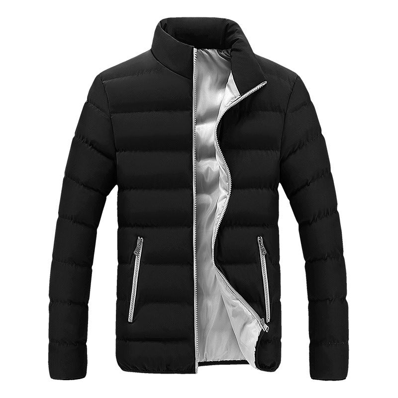 Men's Winter Trendy Slim-Fit Solid Color Cotton-Padded Jacket Short Coat Stand-up Collar Cotton-Padded Clothes Men Winter Outfit Casual Fashion