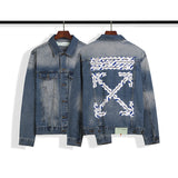 Arrow Print Denim Jacket Coat Plus Size Casual Men'S Clothing Owt