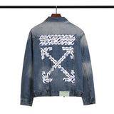 Arrow Print Denim Jacket Coat Plus Size Casual Men'S Clothing Owt