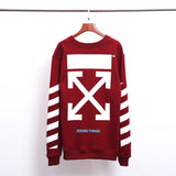 Autumn And Winter Ow Arrow Print Men'S And Women'S Pullover Sweater Round Neck Long Sleeve Loose Casual Wear Owt