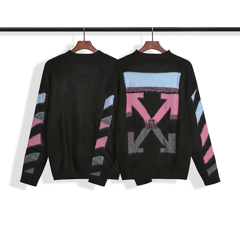 Autumn And Winter Ow Gradient Arrow Wool Sweater Men'S And Women'S Loose Sweater Owt