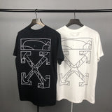 Ow Summer Men'S And Women'S Line Printed Short Sleeve Tshirt Owt