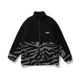 Zebra Color Matching Cotton-Padded Jacket Men's plus Size Retro Sports Jacket Long-Sleeved Top Casual Men Cotton Padded Jackets