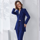 Women Pants Suit Uniform Designs Formal Style Office Lady Bussiness Attire Irregular Fashion Autumn and Winter Work Clothes