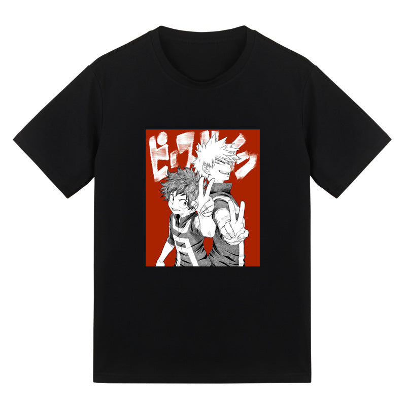 Anime Tshirts Aesthetic Men's Shirt Summer Casual Short-Sleeved T-shirt Bottoming Shirt
