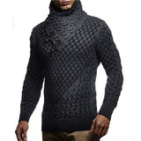 Men's Scarf Leather Ring Collar Pullover Knitted Sweater Men