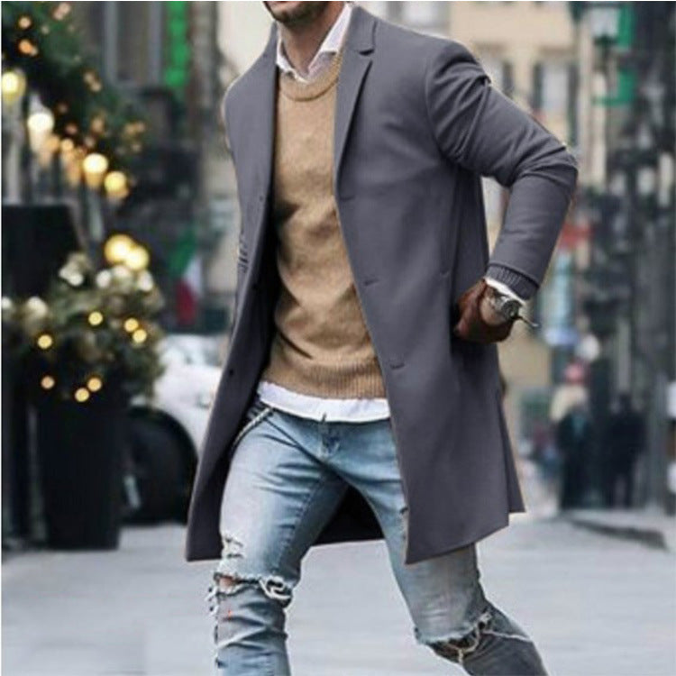 Winter Lapel Casual Men's Woolen Coat