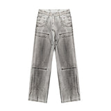Jeans Men's plus Size Retro Sports Trousers Stitching Baggy Straight Trousers Trousers Men Denim Pant