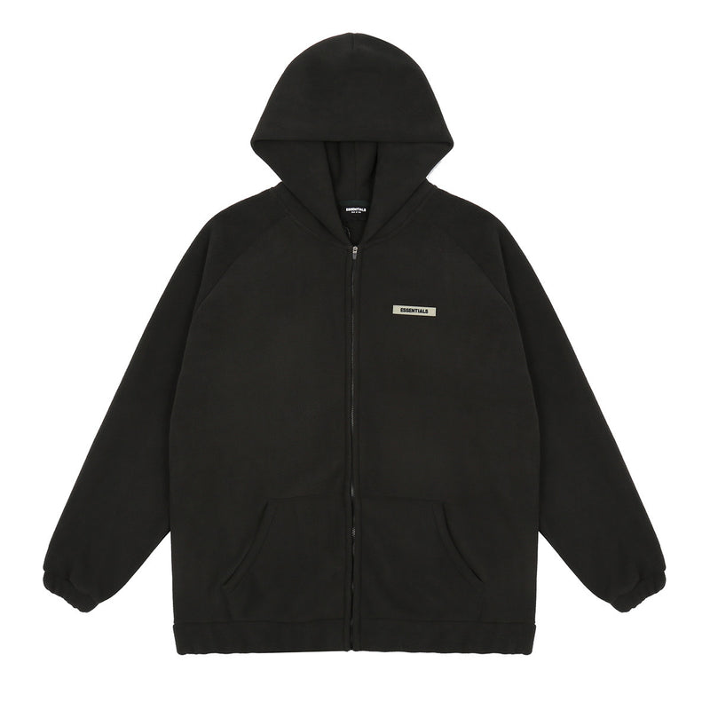 Fog Essentials Zipper Hoodie Autumn and Winter Double-Sided Polar Fleece High Street Hooded Zip Cardigan Coat