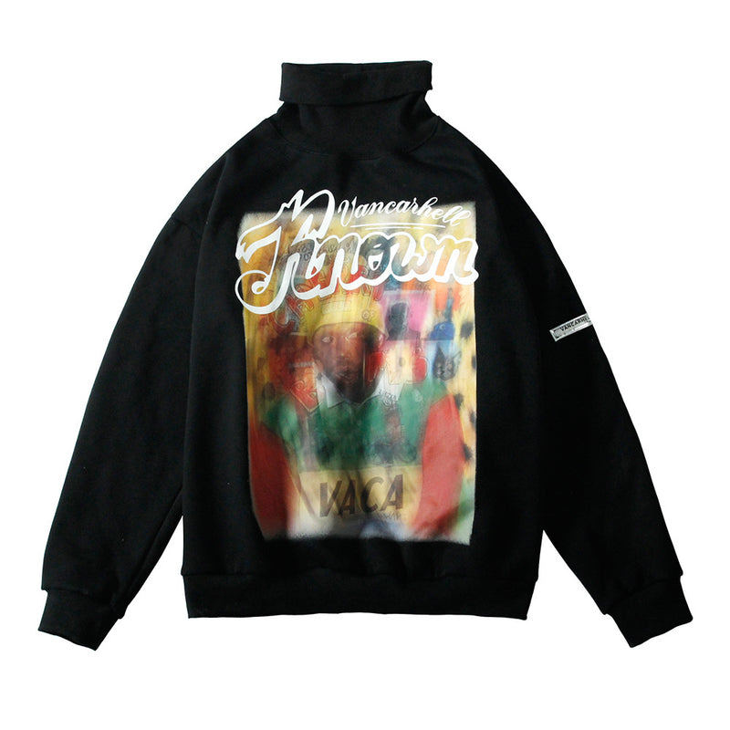 Figure Printed Fleece Hoodie Men's plus Size Retro Sports Jacket Long-Sleeved Fleece Lined Sweatshirt Men Thermal Hoodie