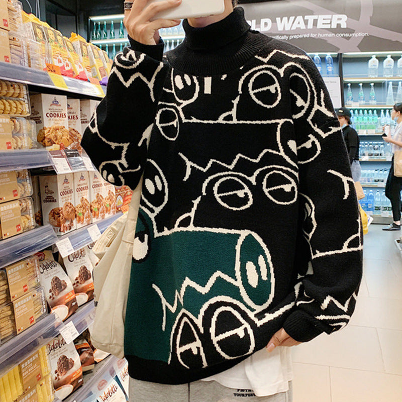 Turtleneck Sweater Men's Japanese Autumn and Winter Large Size Loose Bottoming Sweater Men Sweaters
