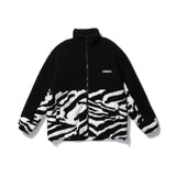Zebra Color Matching Cotton-Padded Jacket Men's plus Size Retro Sports Jacket Long-Sleeved Top Casual Men Cotton Padded Jackets