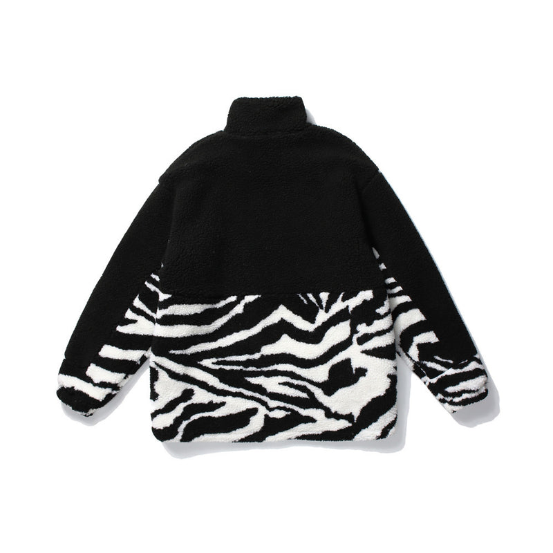 Zebra Color Matching Cotton-Padded Jacket Men's plus Size Retro Sports Jacket Long-Sleeved Top Casual Men Cotton Padded Jackets