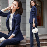 Women Pants Suit Uniform Designs Formal Style Office Lady Bussiness Attire Fall Winter Fashion Slim-Fitting Work Clothes