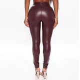 Faux Leather Pants Autumn Winter Sexy Nightclub High Waist Tight Sheath Leather Pants Bottoming Pants