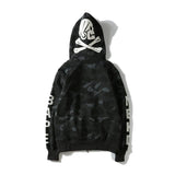 A Ape Print Hoodie Fashion Brand Shark Skull Dark Sweater Street Fashion Large Size Coat