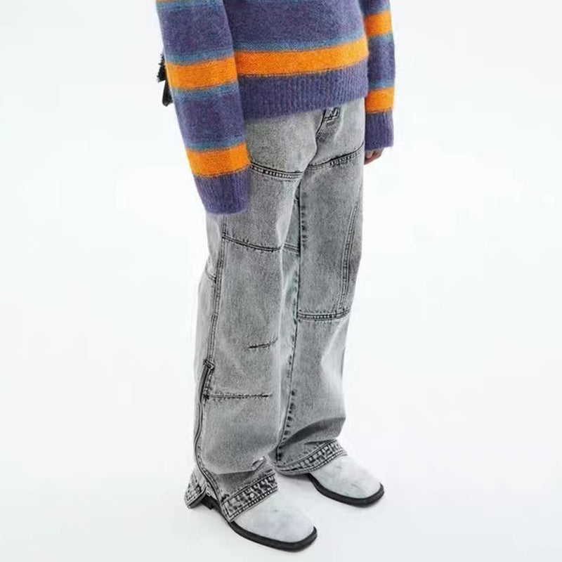 Jeans Men I plus Size Retro Sports Trousers Baggy Straight Trousers Trousers Men Denim Pants