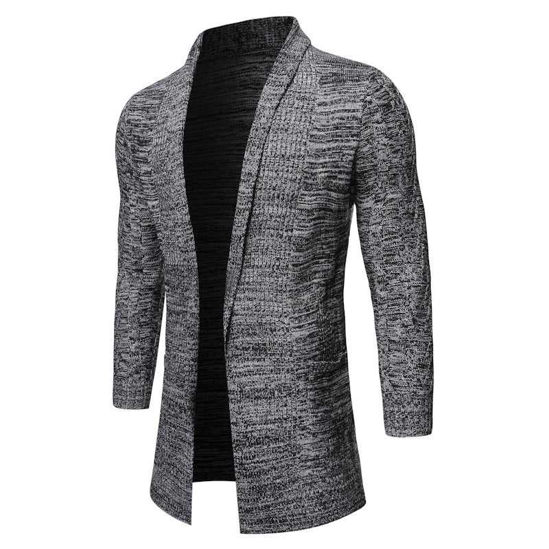 Men's Slim Mid-Length Cardigan Large Size Fashion Casual Sweater Knitwear Men Cardigan Sweater