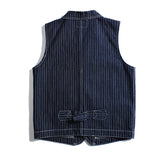 Tuxedo Vests Vintage Stripe Denim Suit Collar Frock Vest Men