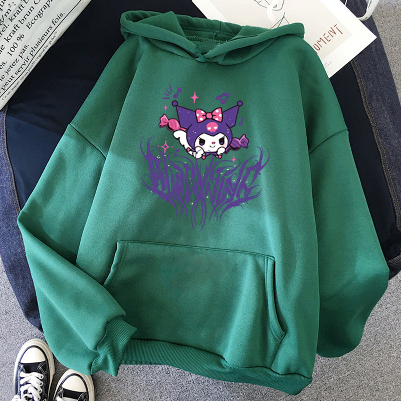 Kuromi Hoodie Cartoon Pattern Printed Men's and Women's Spring and Autumn Hooded Fashion Sweater