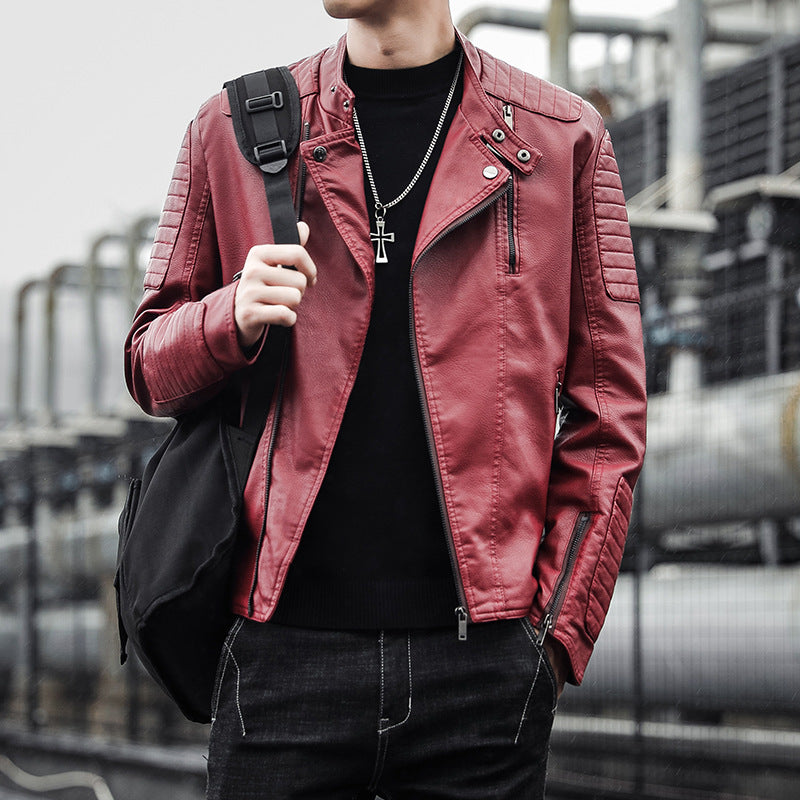 Hand Painted Leather Jackets Autumn Leather Coat Coat Motorcycle Lapel Casual Men's Clothing