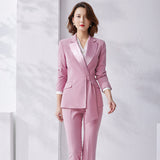 Women Pants Suit Uniform Designs Formal Style Office Lady Bussiness Attire Autumn Fashion Leisure Suit Two-Piece Set