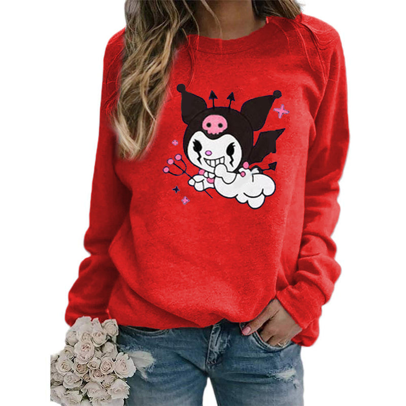My Melody Hoodie Kuromi Cute Funny Cartoon Printed Crew Neck Sweatshirt