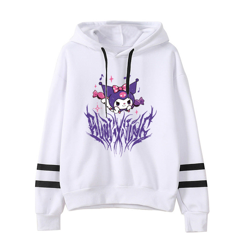 My Melody Hoodie Kuromi Cute Funny Cartoon Series Printed Parallel Bars Hooded Sweater