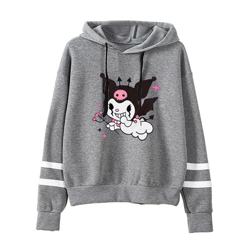 My Melody Hoodie Kuromi Cute Funny Cartoon Series Printed Parallel Bars Hooded Sweater
