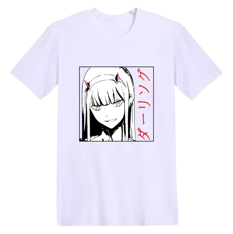 Anime TShirts Aesthetic Men's Shirt Zero Two Darling In The Franxx Anime Print Fashion Short Sleeve T-shirt plus Size Casual and Comfortable Men's Clothing