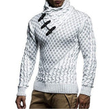 Men's Scarf Leather Ring Collar Pullover Knitted Sweater Men