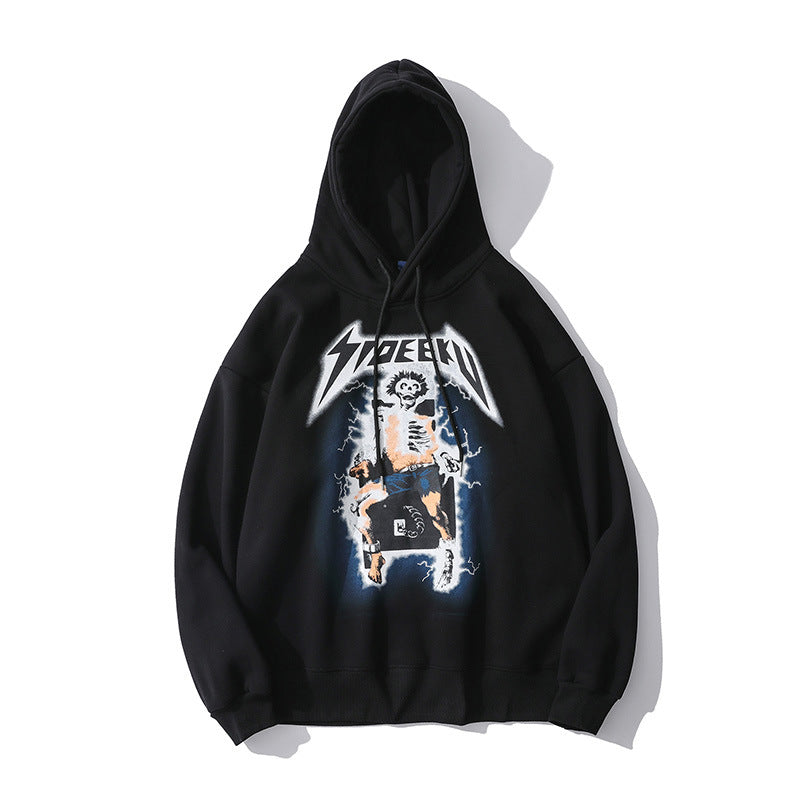 Printed Sweater Men's plus Size Retro Sports Casual Jacket Long-Sleeved Top Fleece Lined Sweatshirt Men Thermal Hoodie