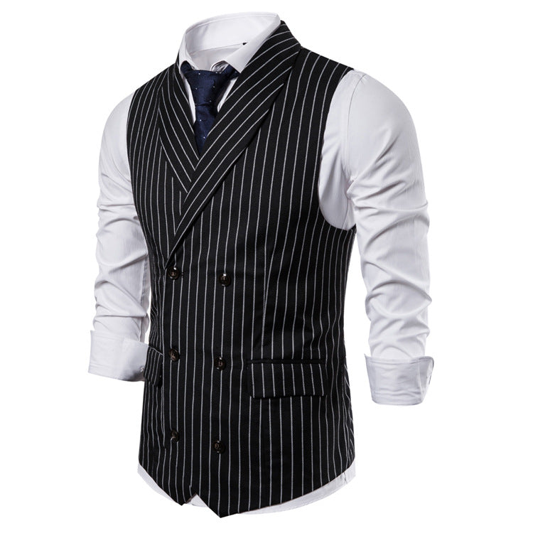 Tuxedo Vests Autumn Suit Vest Men's Vintage Stripe plus Size Sleeveless Suit Vest