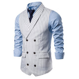 Tuxedo Vests Autumn Suit Vest Men's Vintage Stripe plus Size Sleeveless Suit Vest