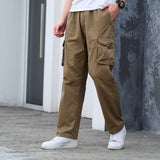 Baggy Cargo Pants for Men Summer plus Size Men's Pants Loose Multi-Pocket Workwear Straight-Leg Trousers Spring and Autumn Leisure Pants