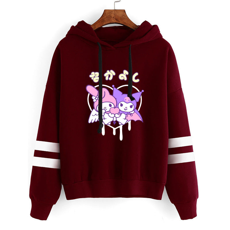 My Melody Hoodie Kuromi Cute Pattern Printed Parallel Bars Hooded Sweater