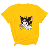 My Melody Hoodie Kuromi Cute Funny Cartoon Pattern Printed Short Sleeve round Neck T-shirt