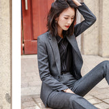 Women Pants Suit Uniform Designs Formal Style Office Lady Bussiness Attire Fall Winter Fashion Slim-Fitting Work Clothes