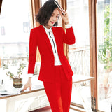 Women Pants Suit Uniform Designs Formal Style Office Lady Bussiness Attire Fall Winter Fashion Slim-Fitting Work Clothes