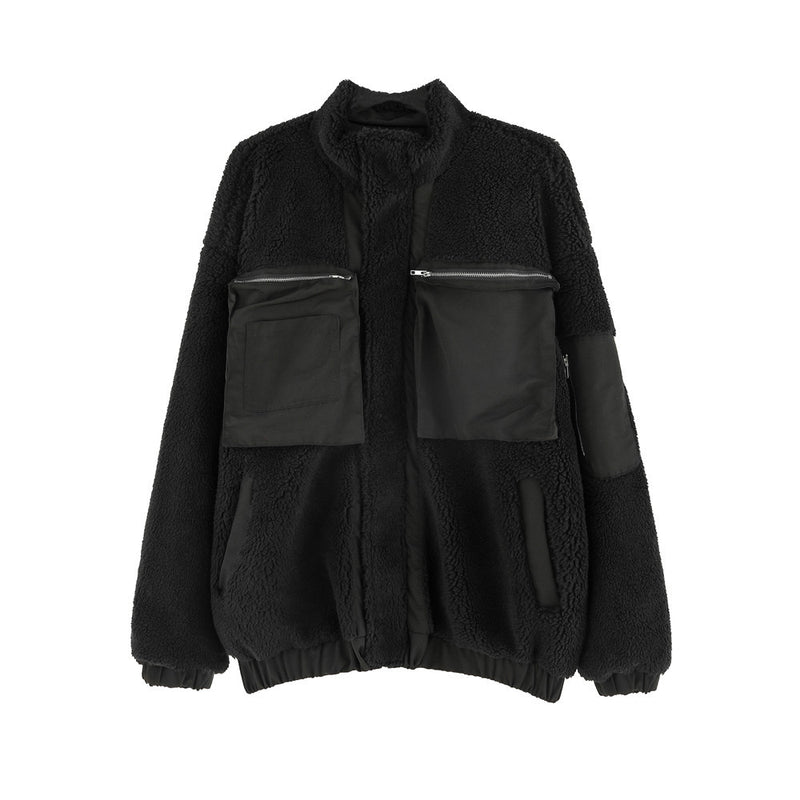 Stitching Men's Large Size Retro Sports Long Sleeve Casual Loose Jacket Men Cotton Padded Jackets