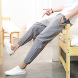 Linen Pants Straight Leg Pants Drawstring Lightweight Elastic Beach Pants Fashion Casual Pants Men's Sports Pants