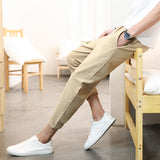 Linen Pants Straight Leg Pants Drawstring Lightweight Elastic Beach Pants Fashion Casual Pants Men's Sports Pants
