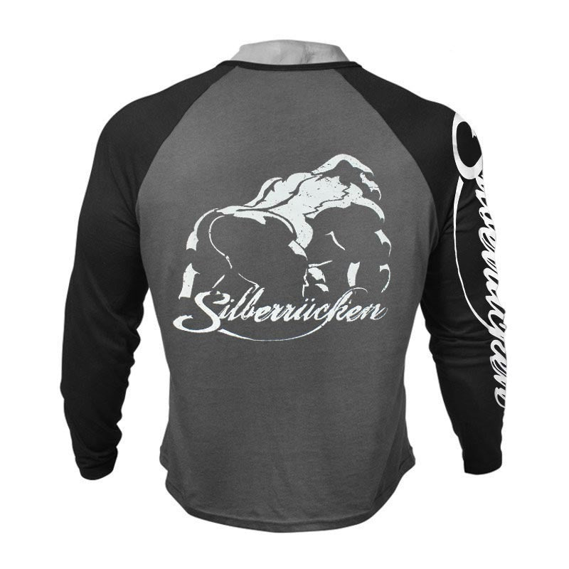 Men's Sports Hoodie Men Sweatshirts Fitness Male's Hoodies Muscle Workout Long Sleeve Color Matching Big Printed Bottoming Shirt Men's Basketball Training Wear Leisure Sports round Neck T-shirt