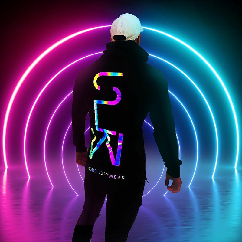 Men's Sports Hoodie Men Sweatshirts Fitness Male's Hoodies Autumn and Winter Reflective Hooded Sweater Running Workout Training Long Sleeve Men's Stretch Sports Jacket